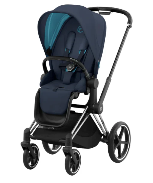 Cybex PRIAM Stroller, 2022, Chrome With Black Details, Nautical Blue