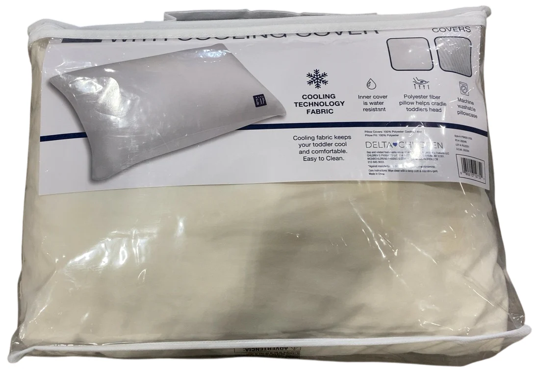 Delta Children BabyGap Memory Foam Toddler Pillow With Cooling Covers, White/Gray - Image 3