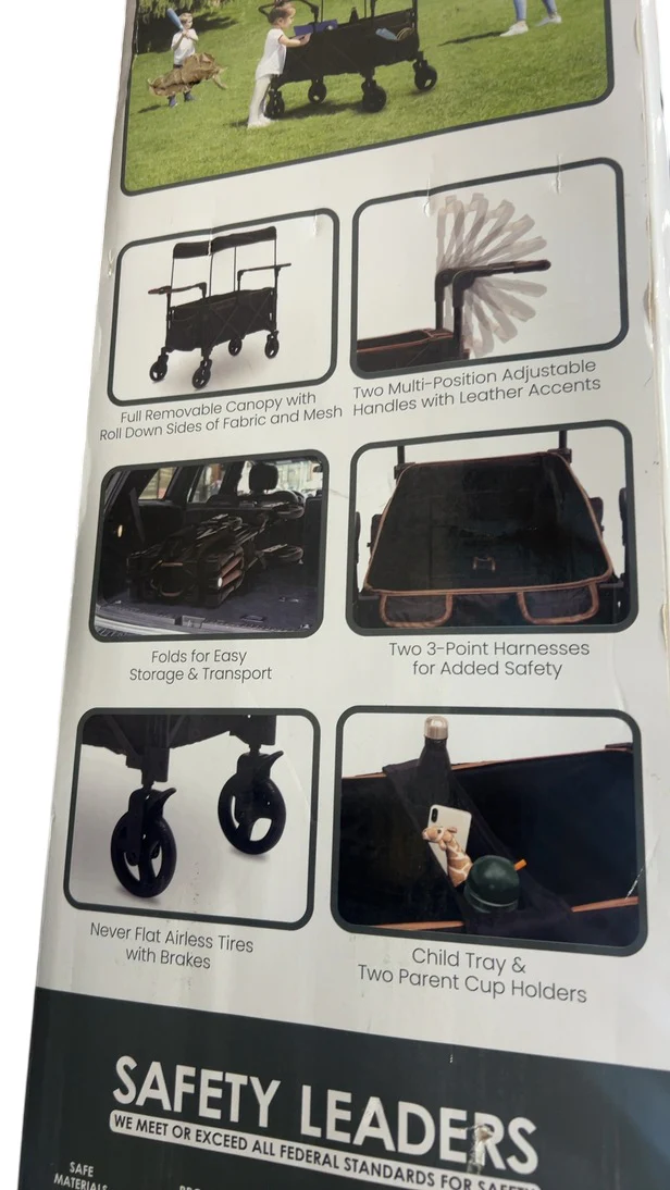 Delta Children Hercules Stroller Wagon for 2 Kids, Black - Image 3