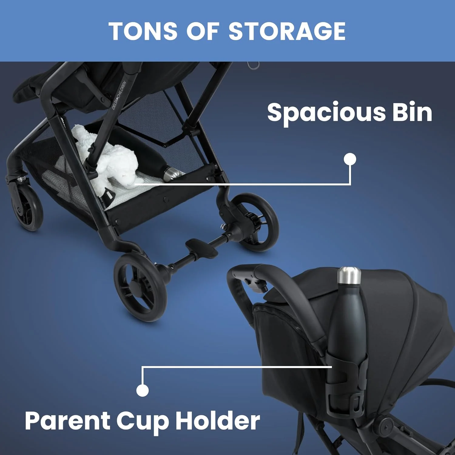 Delta Children Icon Ultra Compact Travel Stroller, Black, 2025 - Image 4