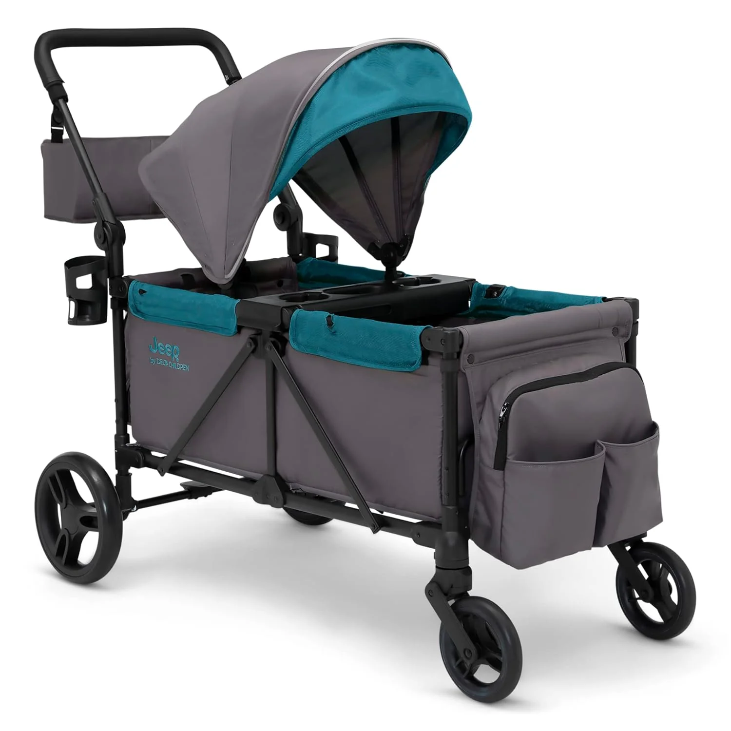 Delta Children Jeep Sport All-Terrain Stroller Wagon, Grey with Blue Moon