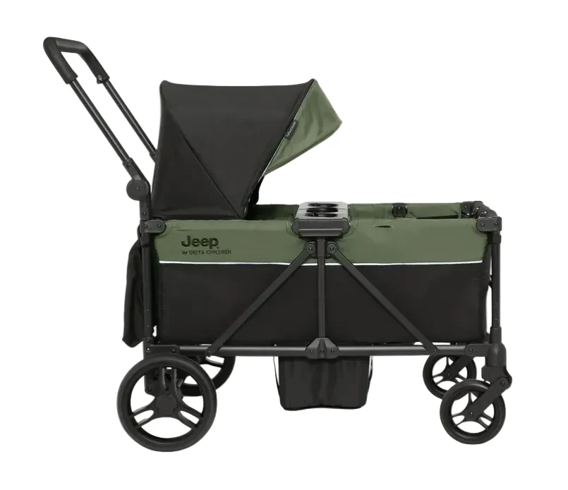 Delta Children Jeep TurboGlyde Stroller Wagon, Black/Green, 2025 - Image 2