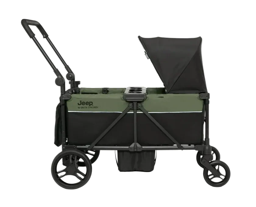 Delta Children Jeep TurboGlyde Stroller Wagon, Black/Green, 2025 - Image 3