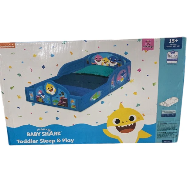 Delta Children Plastic Sleep and Play Toddler Bed, Baby Shark - Image 3