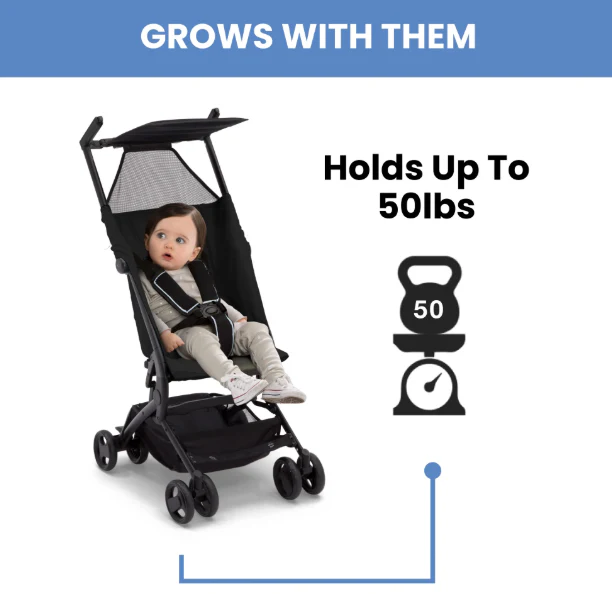 Delta Children The Clutch Travel Stroller, 2025, Black - Image 3