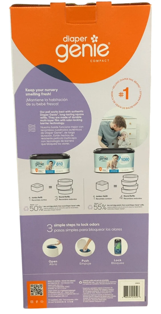 Diaper Genie Compact Pail, White - Image 5