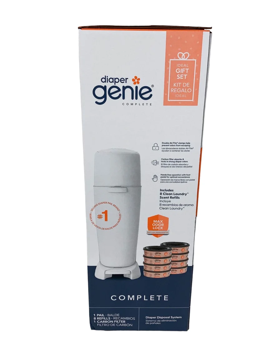 Diaper Genie Complete Diaper Pail Gift Set, White - Image 2