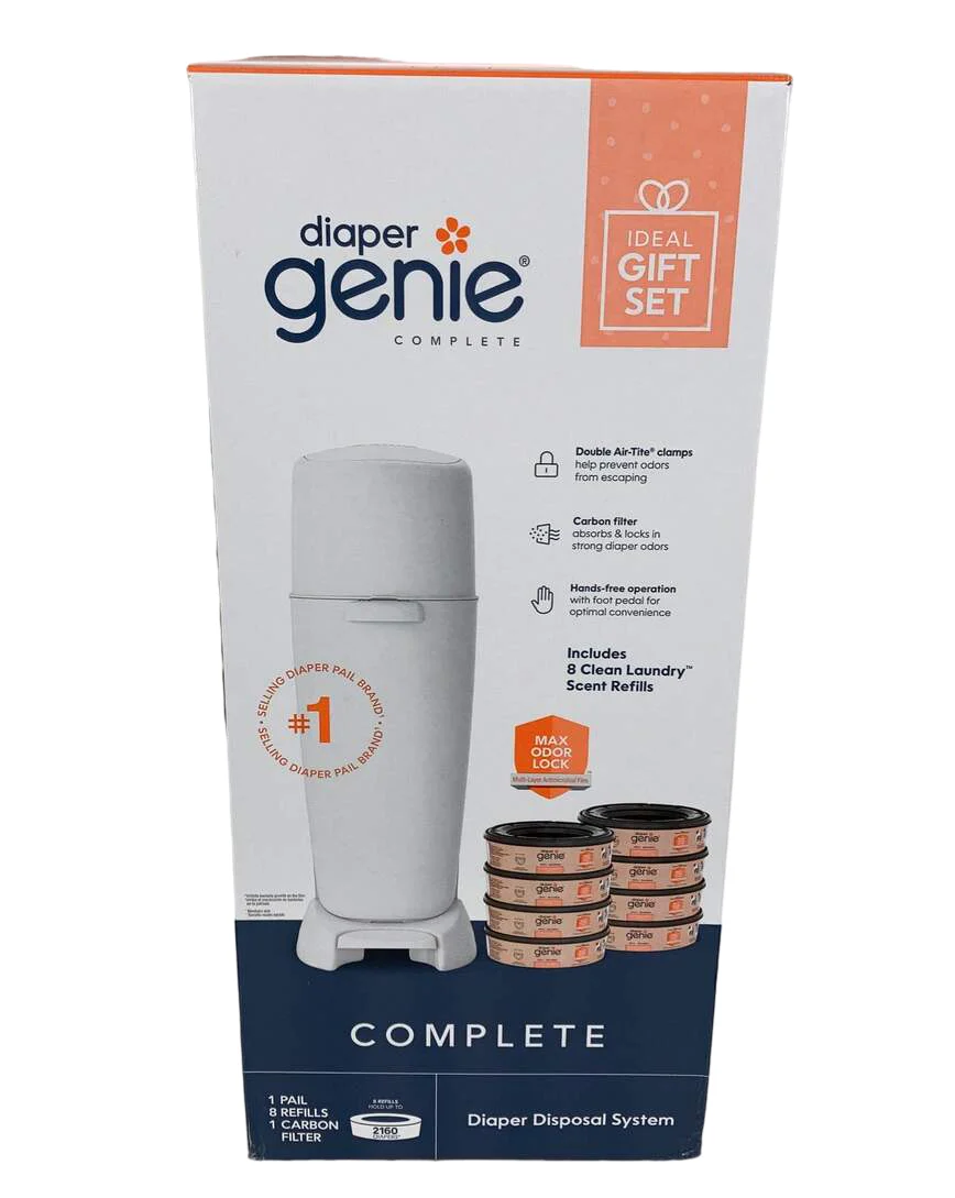Diaper Genie Complete Diaper Pail Gift Set, White - Image 3