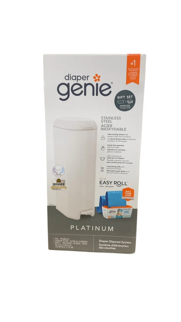 Diaper Genie Platinum Pail Gift Set, Lily White - Image 3