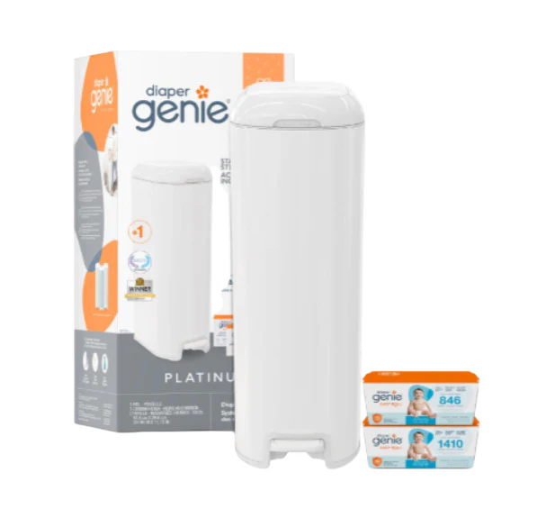 Diaper Genie Platinum Pail Gift Set, Lily White - Image 3