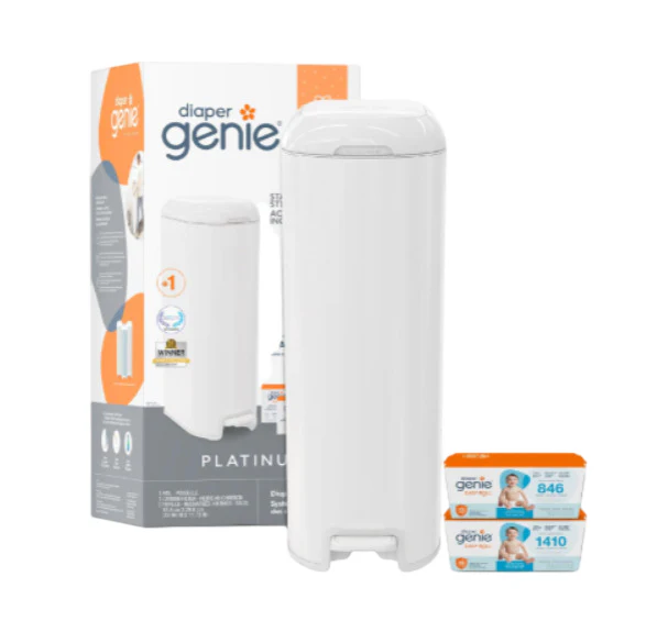 Diaper Genie Platinum Pail Gift Set, Lily White