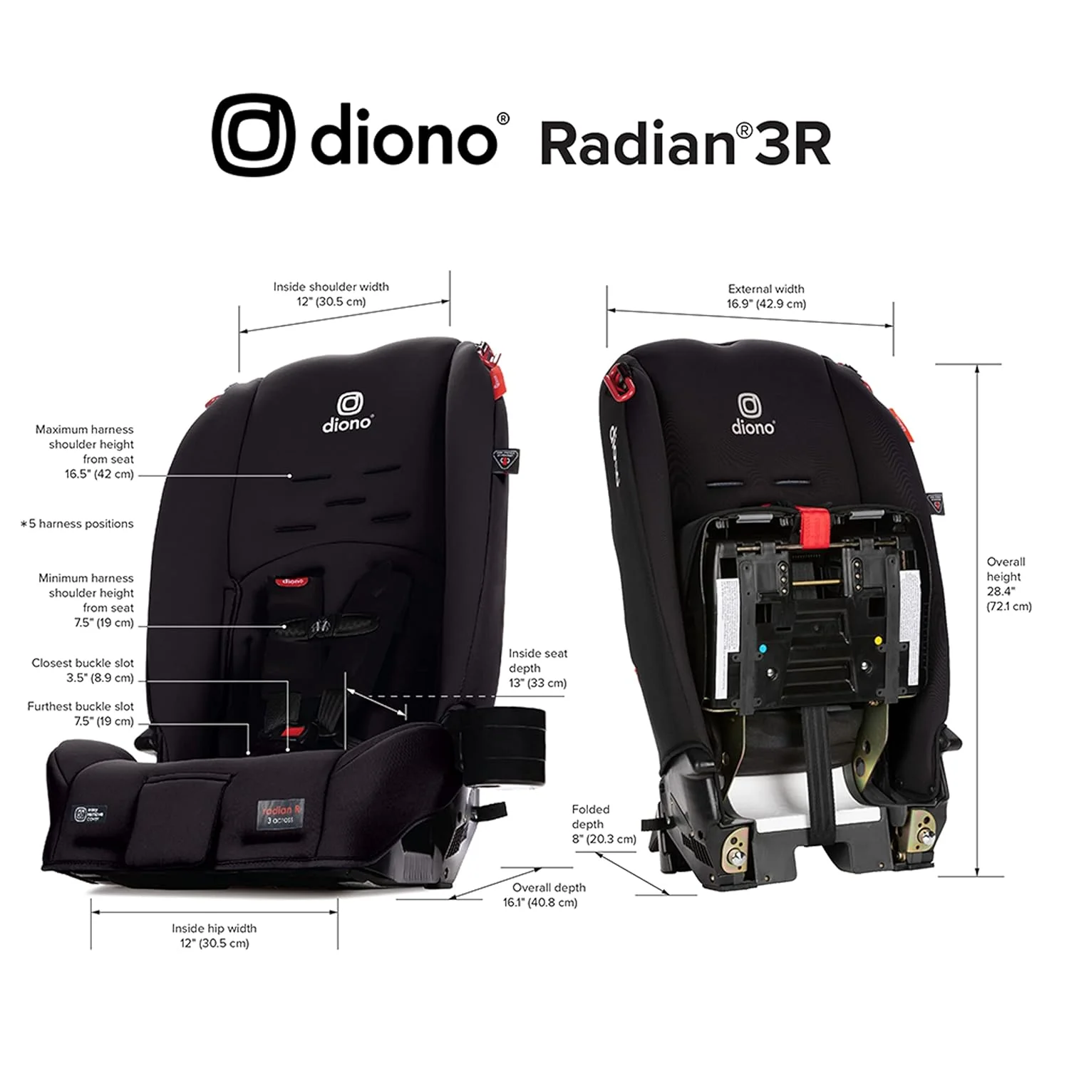 Diono Radian 3R Convertible Car Seat, Black Jet, 2025 - Image 2