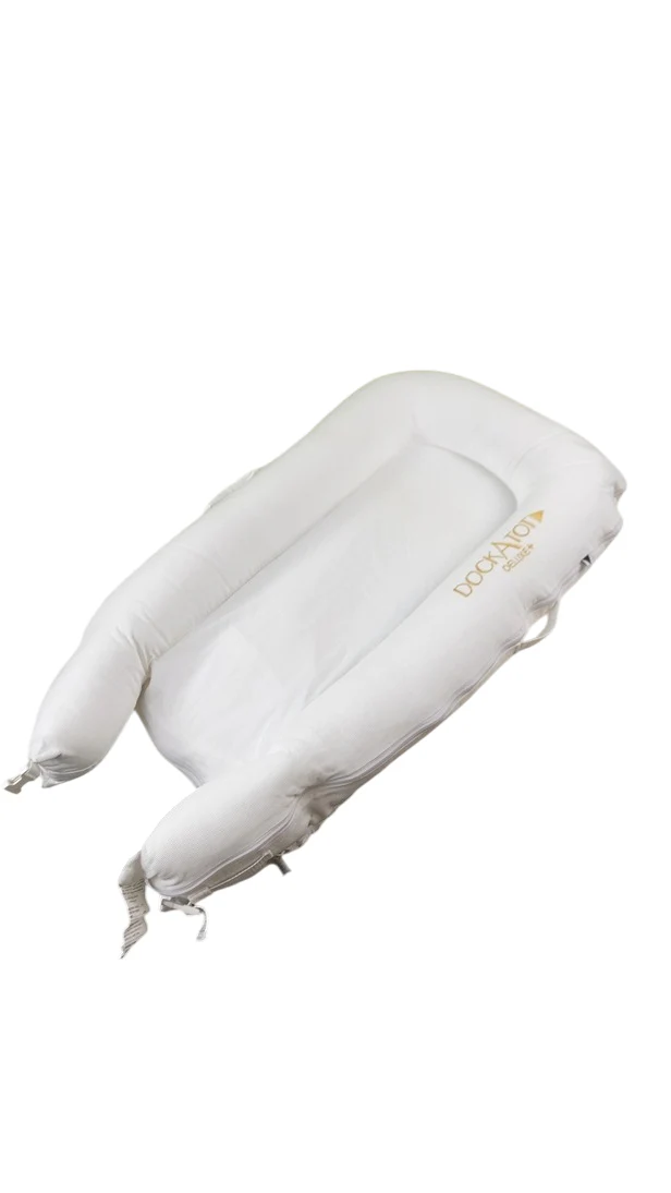 DockATot Deluxe+ Dock with Toy Arch, Pristine White, White Arch w/ Cloud Friends - Image 4
