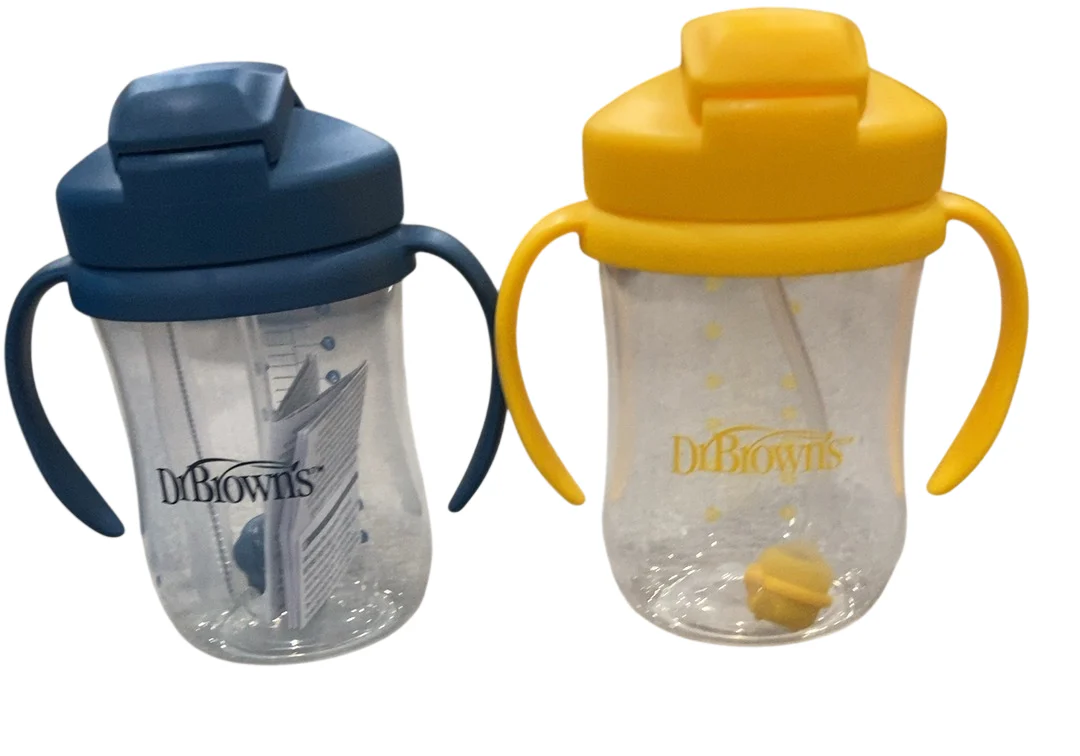 Dr. Brown's Baby’s First Straw Cup, 2 Pack, Blue,Yellow - Image 2