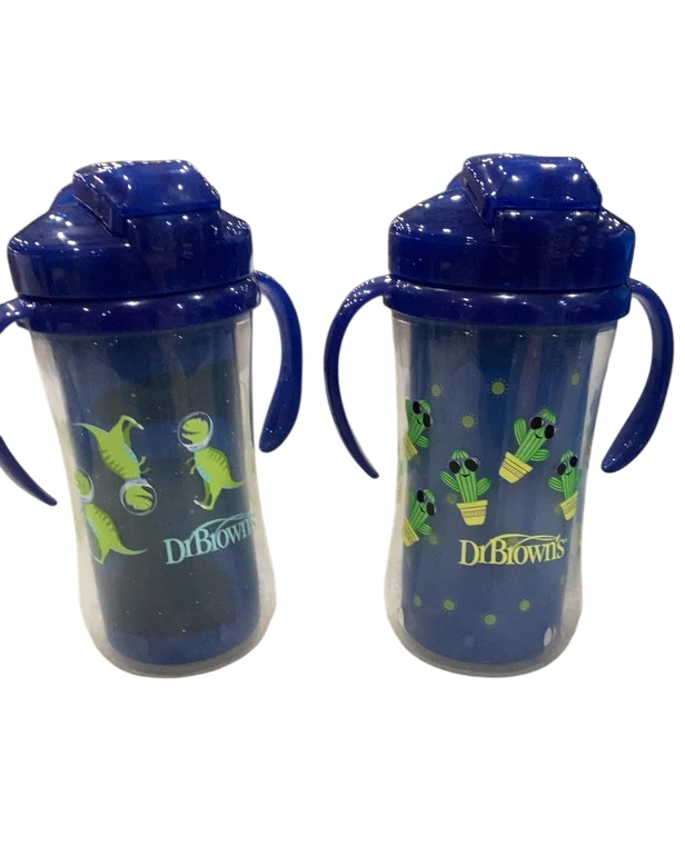 Dr. Brown's Milestones Insulated Straw Cup, 2 pk, Blue - Image 3
