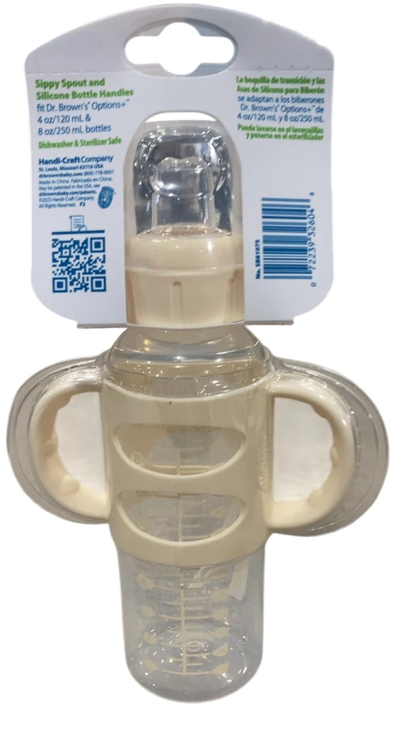 Dr. Brown's Milestones Sippy Spout Bottle with Silicone Handles, 1 pack, 8 oz/250 ml, Ecru, Narrow-Neck - Image 3