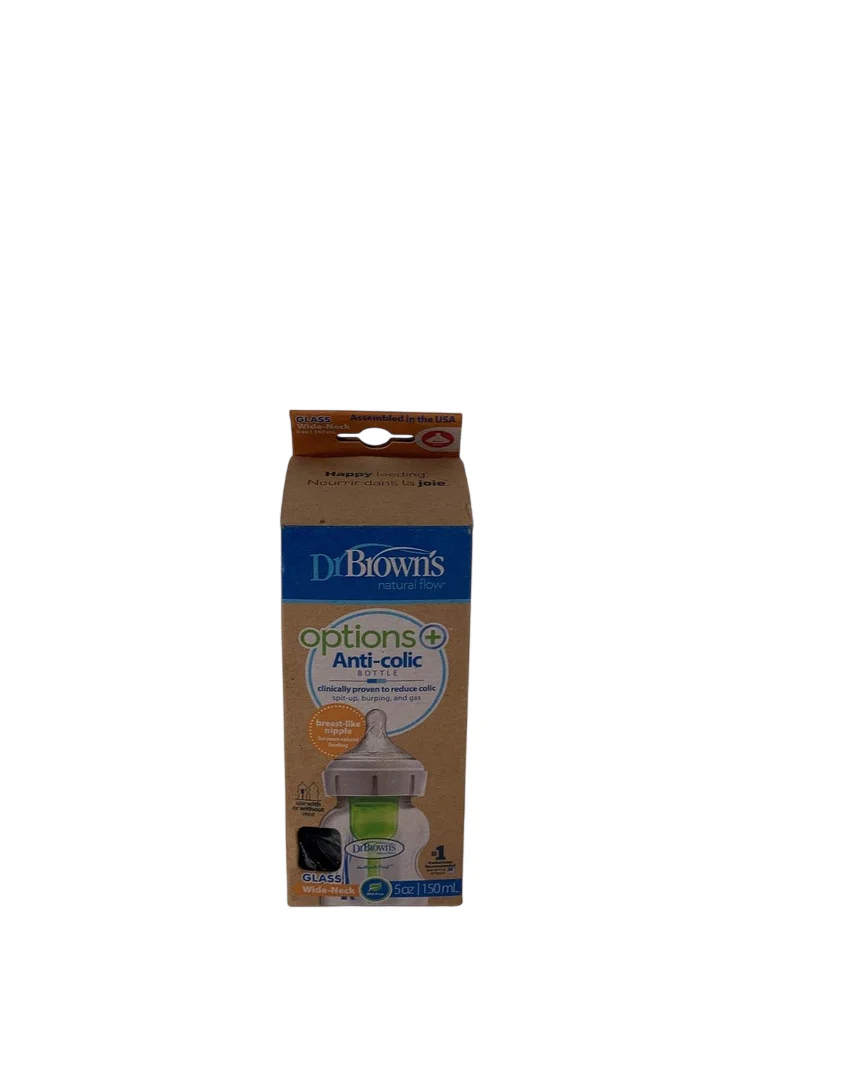 Dr. Brown's Options+ Anti-Colic Wide Neck Glass Bottle, 5 oz/150 ml