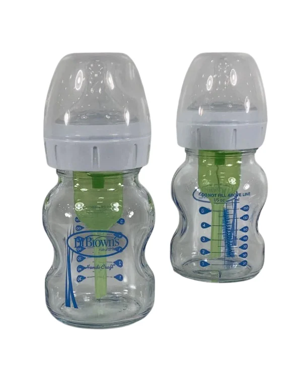 Dr. Brown's Options+ Anti Colic Wide Neck Glass Bottles 3-Pack, 5 oz/150 ml