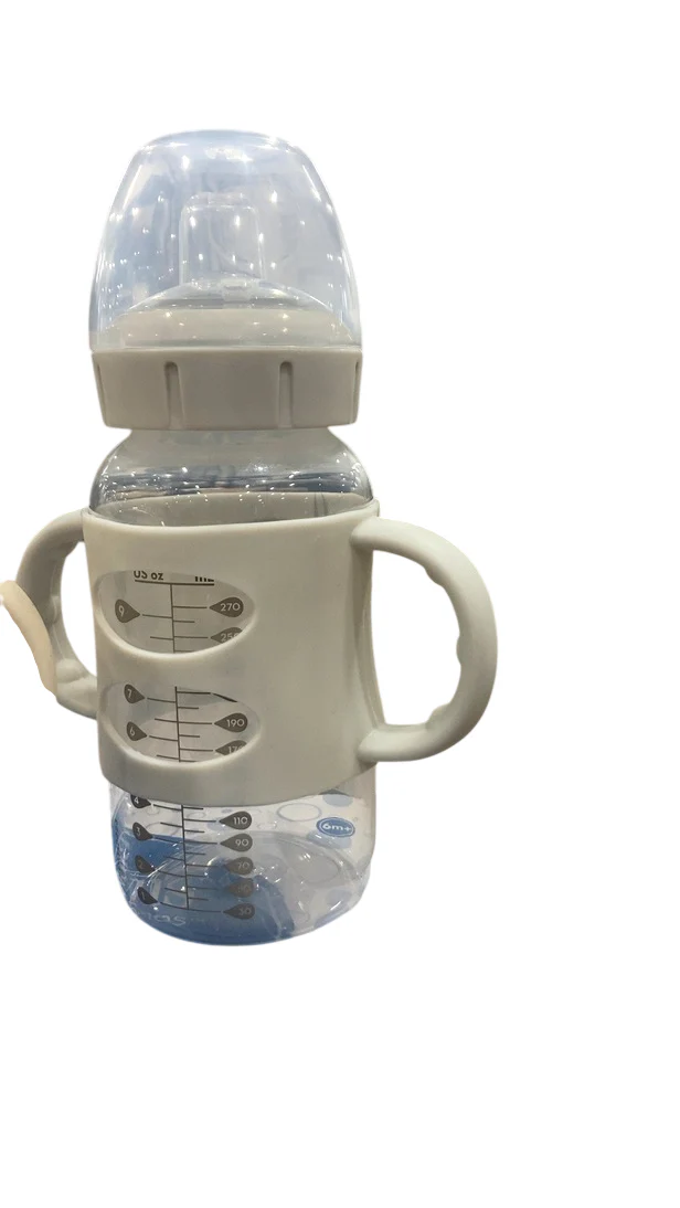 Dr. Brown's Wide-Neck Sippy Bottles with Silicone Handles 2 Pack, 9 oz/270 ml, Grey/Ecru, Spout - Image 3