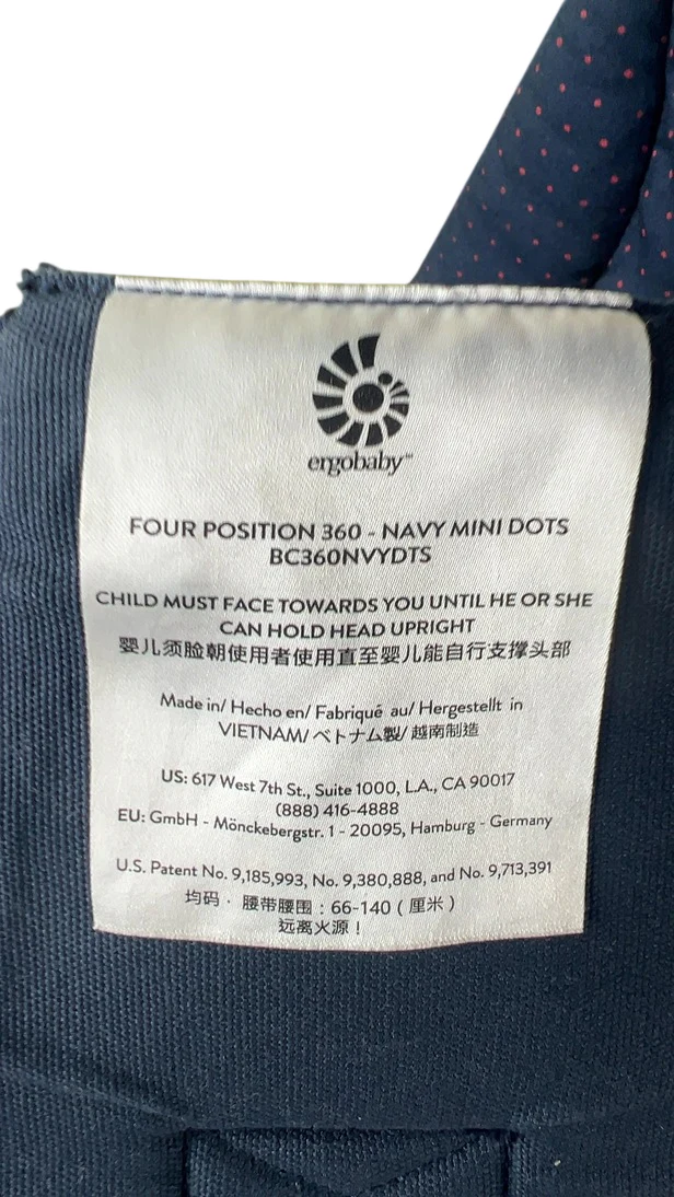 Ergobaby Four Position 360 Baby Carrier, Navy Mini Dots - Image 9