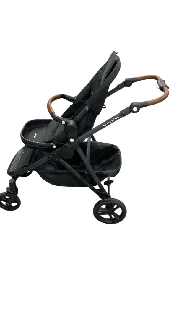 Mockingbird Single to Double 3.0 Stroller, 2025, Charcoal with Penny Leather, Solid Black - Image 3