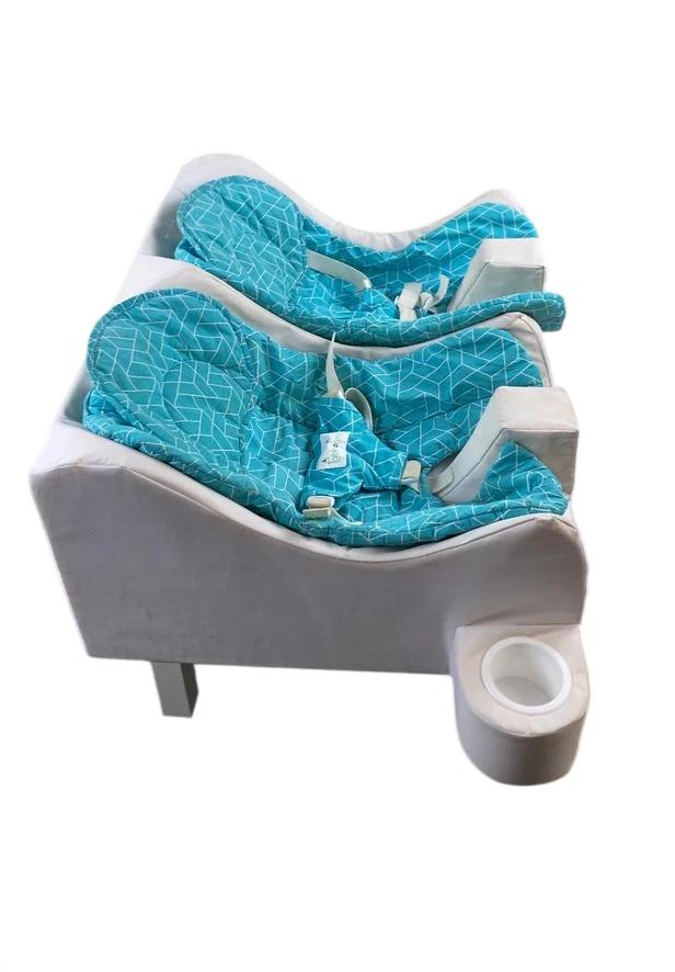 Table For Two Twin Feeding System, Geo Turquoise & White - Image 2