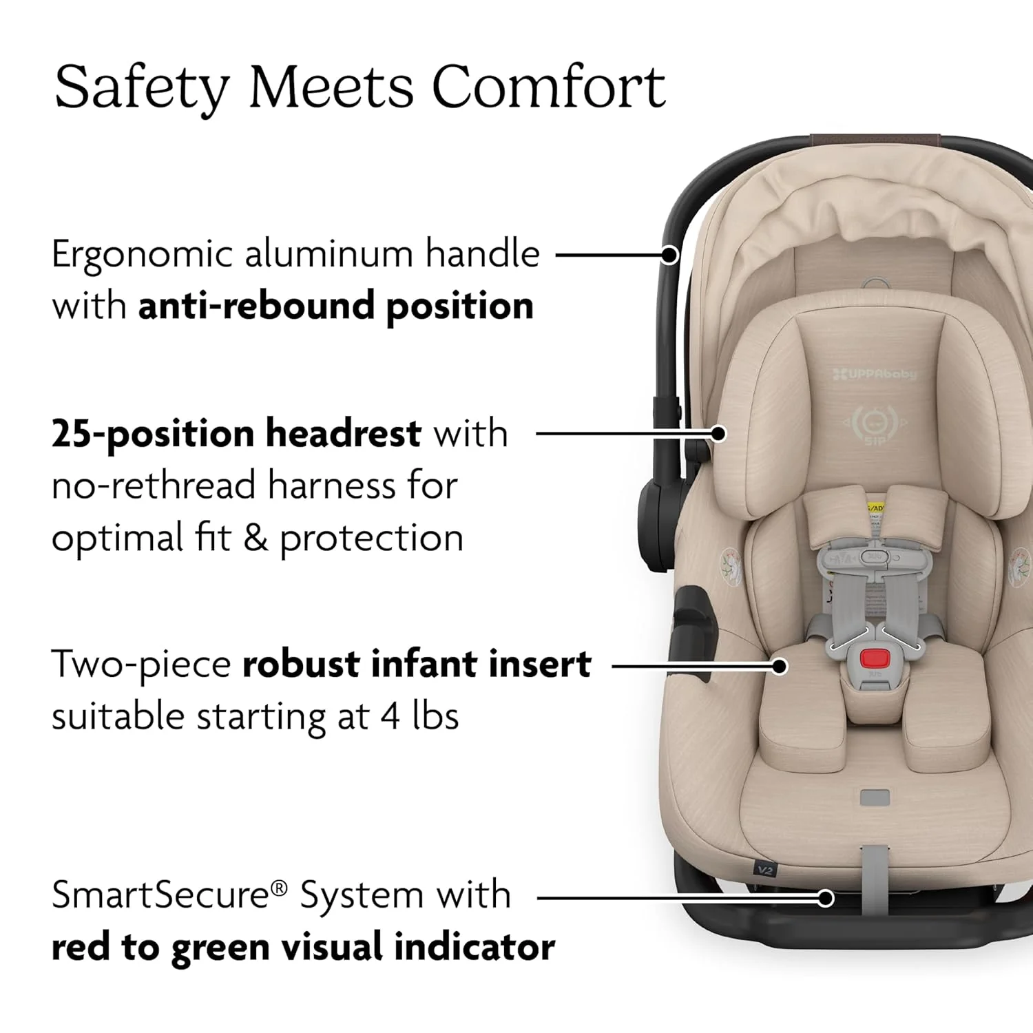 UPPAbaby Aria V2 Infant Car Seat, 2025, Declan (Oat Mélange/Chestnut Leather) - Image 2