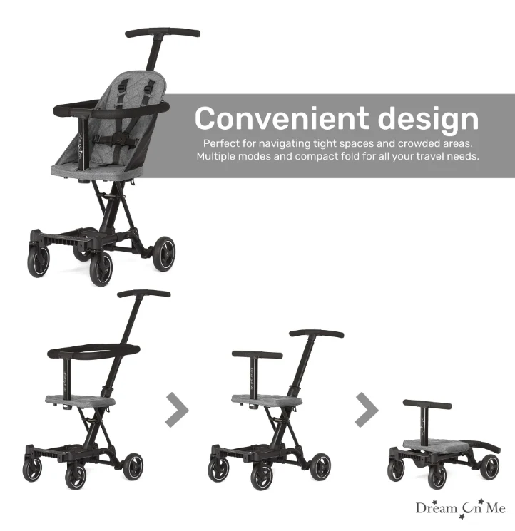 Dream On Me Coast Rider Travel Stroller, Pascal (Grey) - Image 3