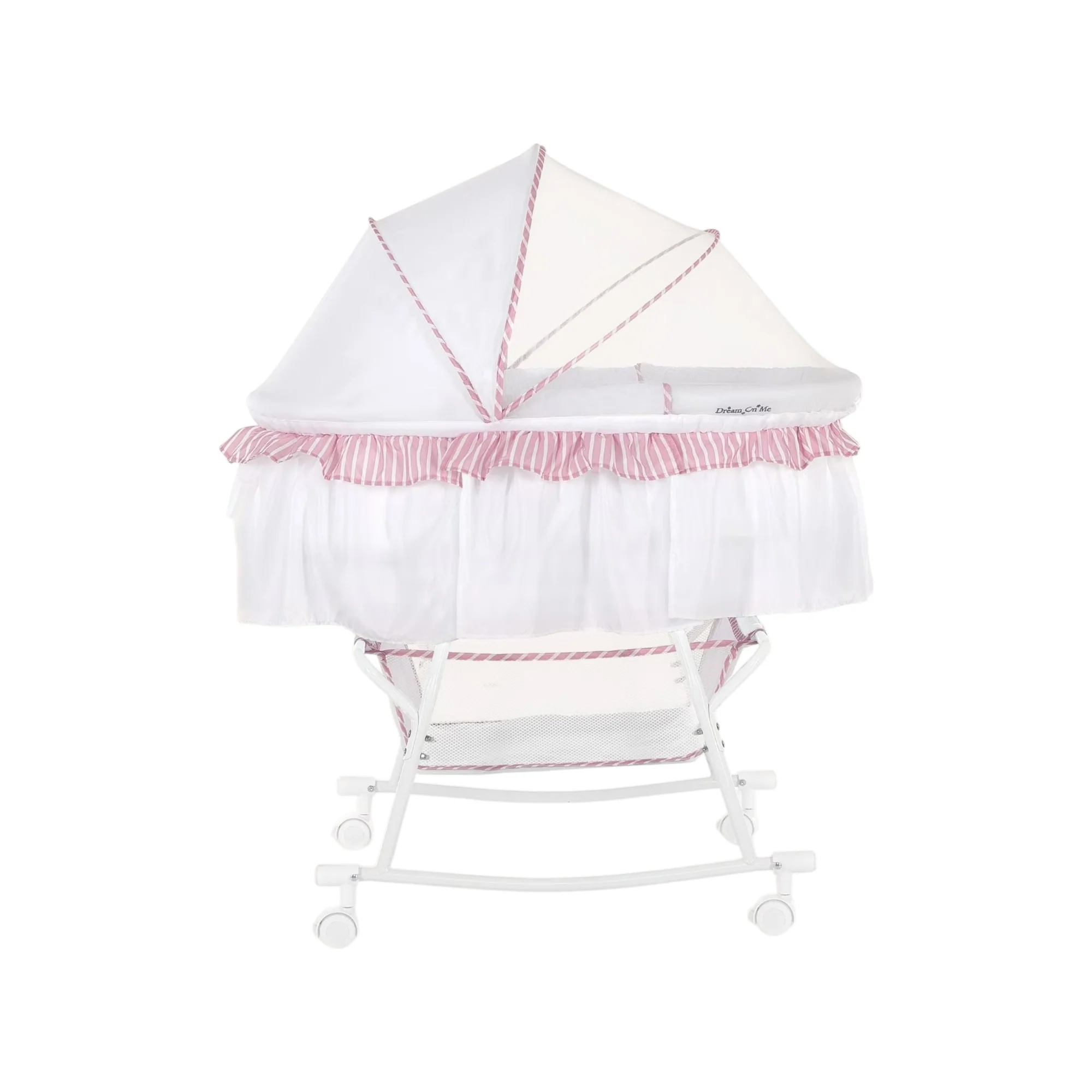 Dream On Me Lacy Portable 2-in-1 Bassinet, Pink and White - Image 2