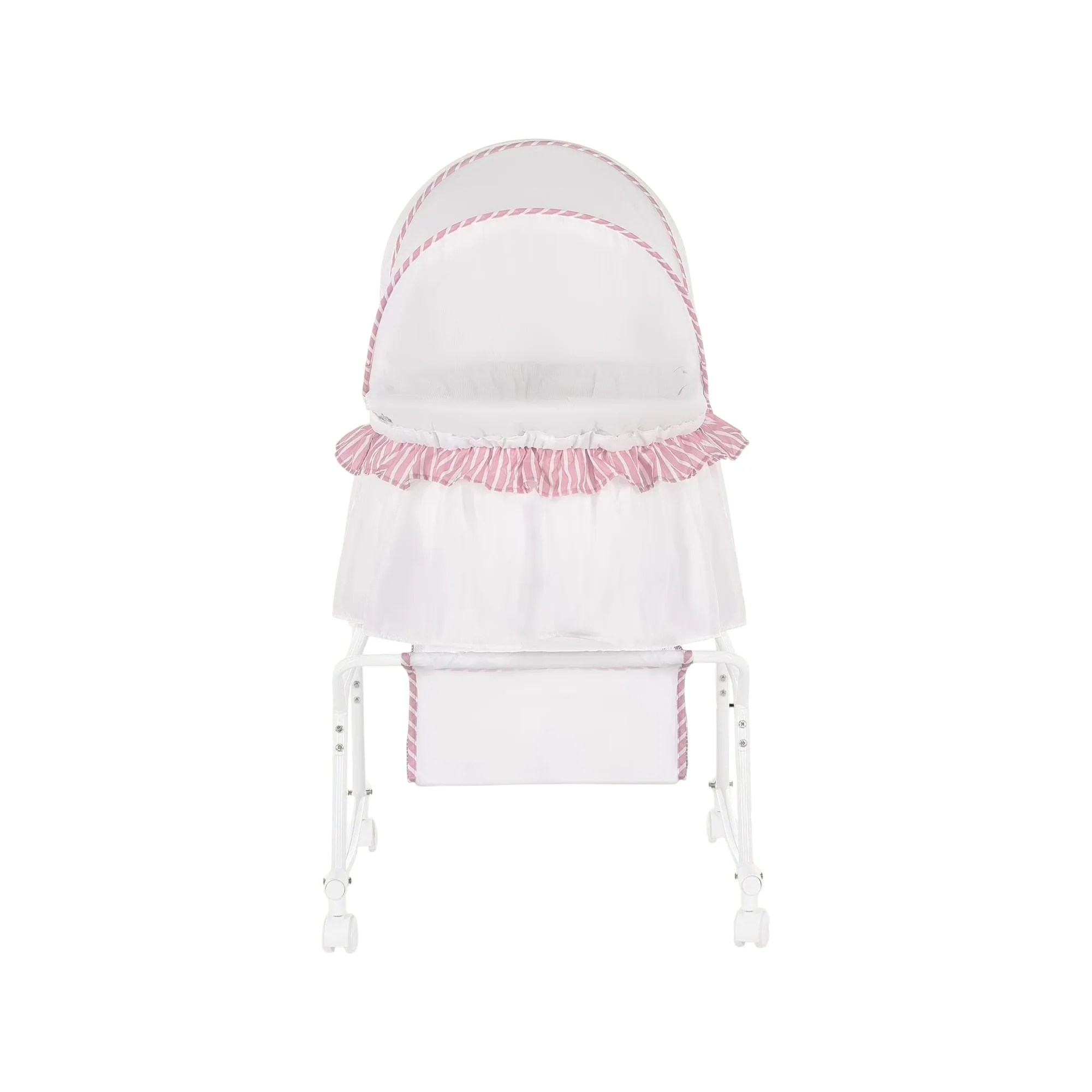Dream On Me Lacy Portable 2-in-1 Bassinet, Pink and White - Image 3