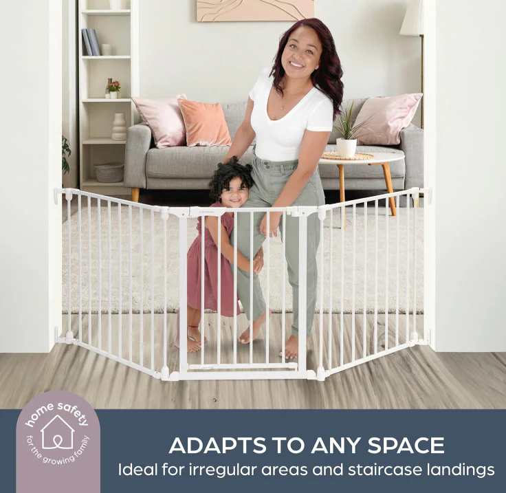 Dreambaby Discovery Metal Baby Gate 76.5" Extra Wide 3 Panel, White - Image 2