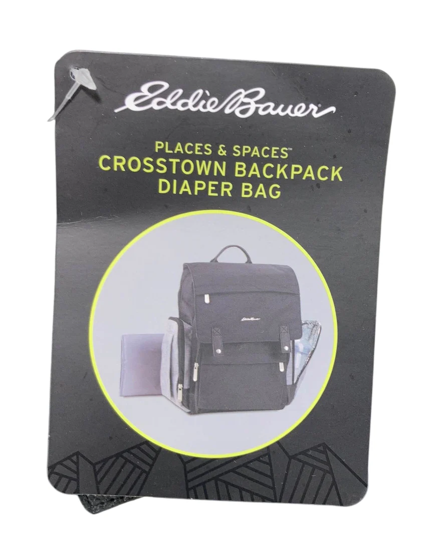 Eddie Bauer Crosstown Diaper Bag, Black/Grey - Image 3