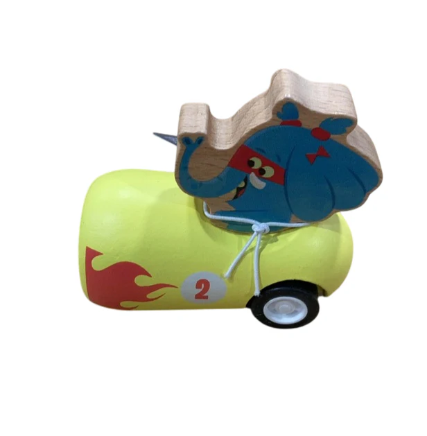 Janod Appelpop Pull-Back Car, Elephant - Image 2