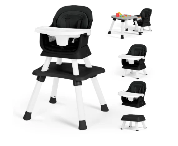 EONROACOO 4-in-1 Baby High Chair, Black