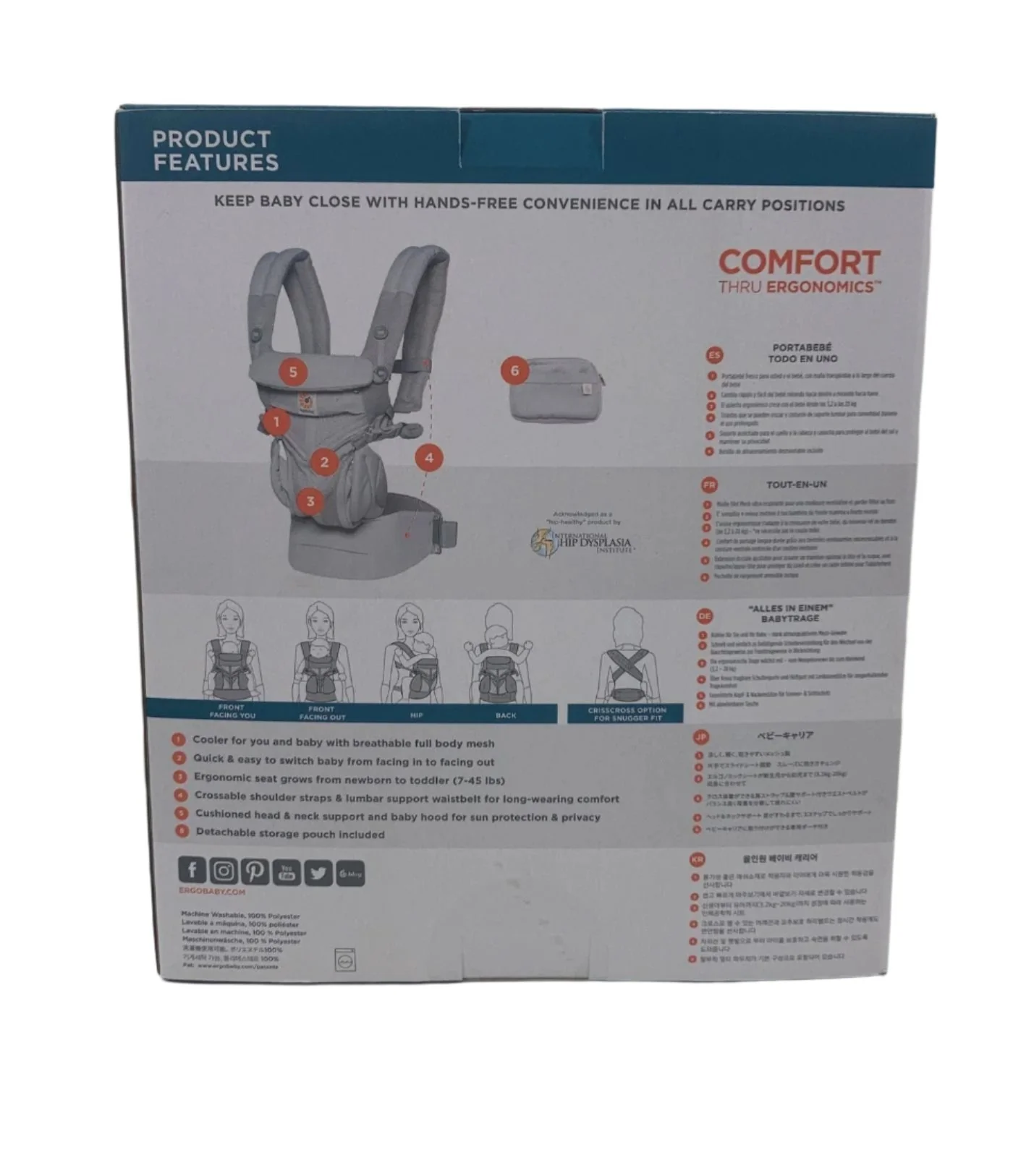 Ergobaby Omni 360 Cool Air Mesh Baby Carrier, Pearl Grey - Image 3