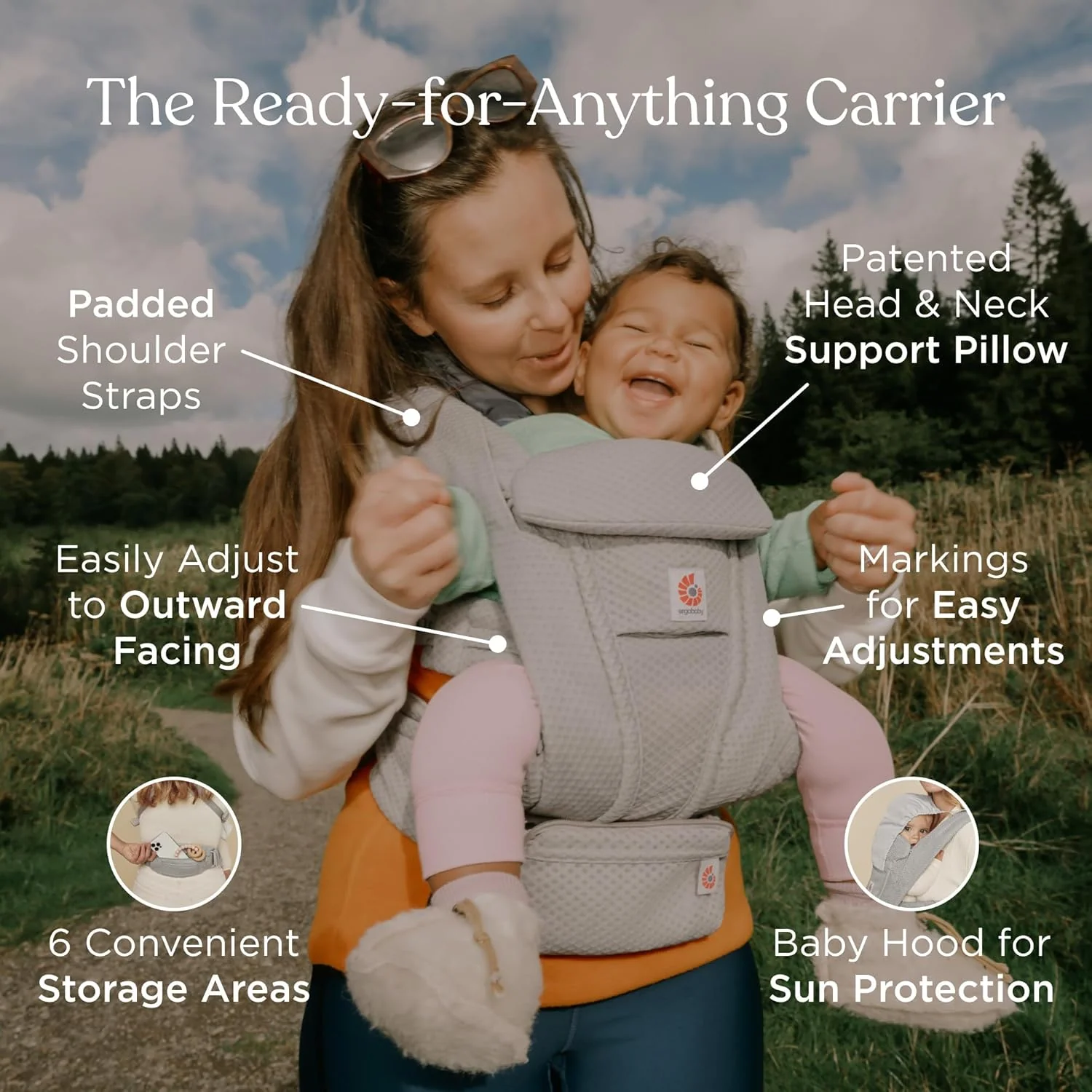 Ergobaby Omni Deluxe Baby Carrier, Pearl Grey - Image 2