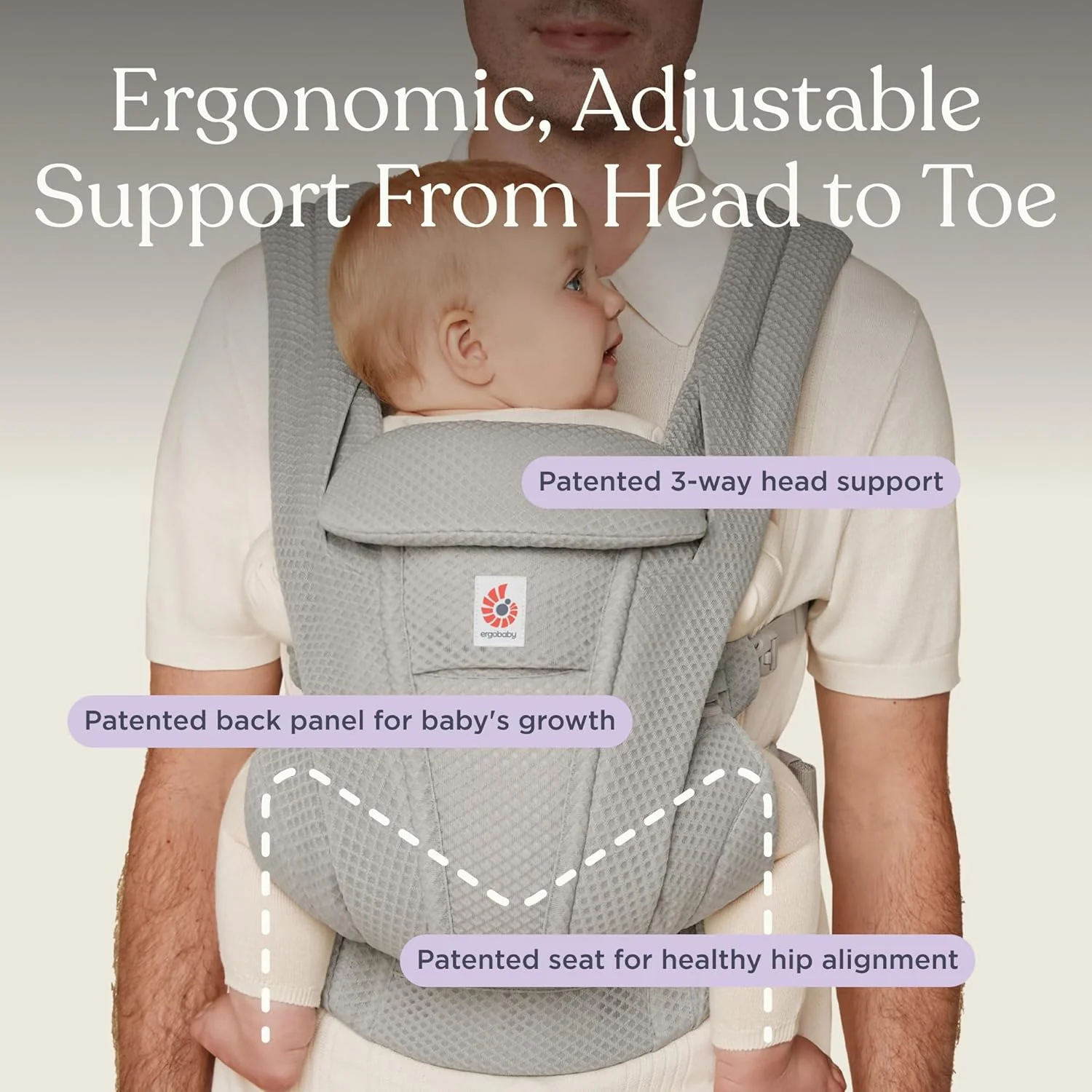 Ergobaby Omni Deluxe Baby Carrier, Pearl Grey - Image 3