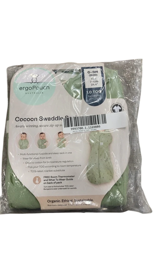 ErgoPouch Cocoon Swaddle Bag, Willow, 0-3m, 1.0 TOG
