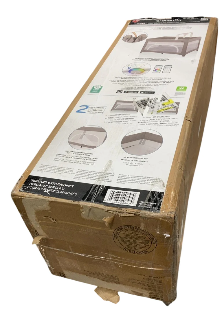 Evenflo Eris One-Hand Playard with Bassinet, Truffle Taupe - Image 2