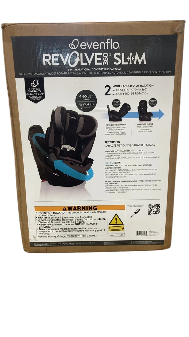 Evenflo Gold Revolve 360 Slim 2-in-1 Rotational Car Seat With SensorSafe, Obsidian Black, 2025 - Image 2