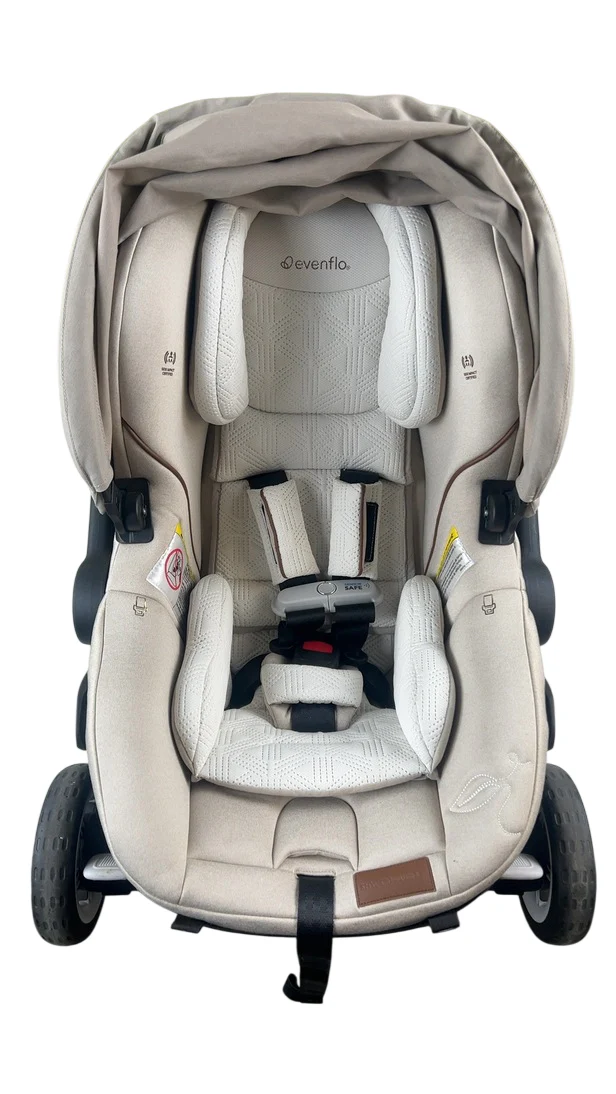 Evenflo Gold Shyft Dual Ride Infant Car Seat Stroller Combo, 2024, Champagne, with Green/Gentle Fabric - Image 8