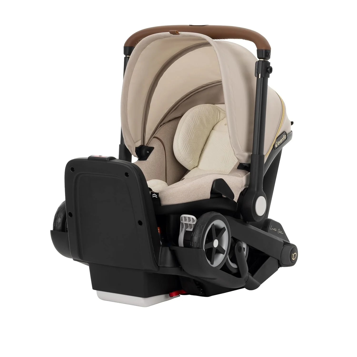 Evenflo Gold Shyft Dual Ride Infant Car Seat Stroller Combo, 2025, Champagne, with Green/Gentle Fabric - Image 3