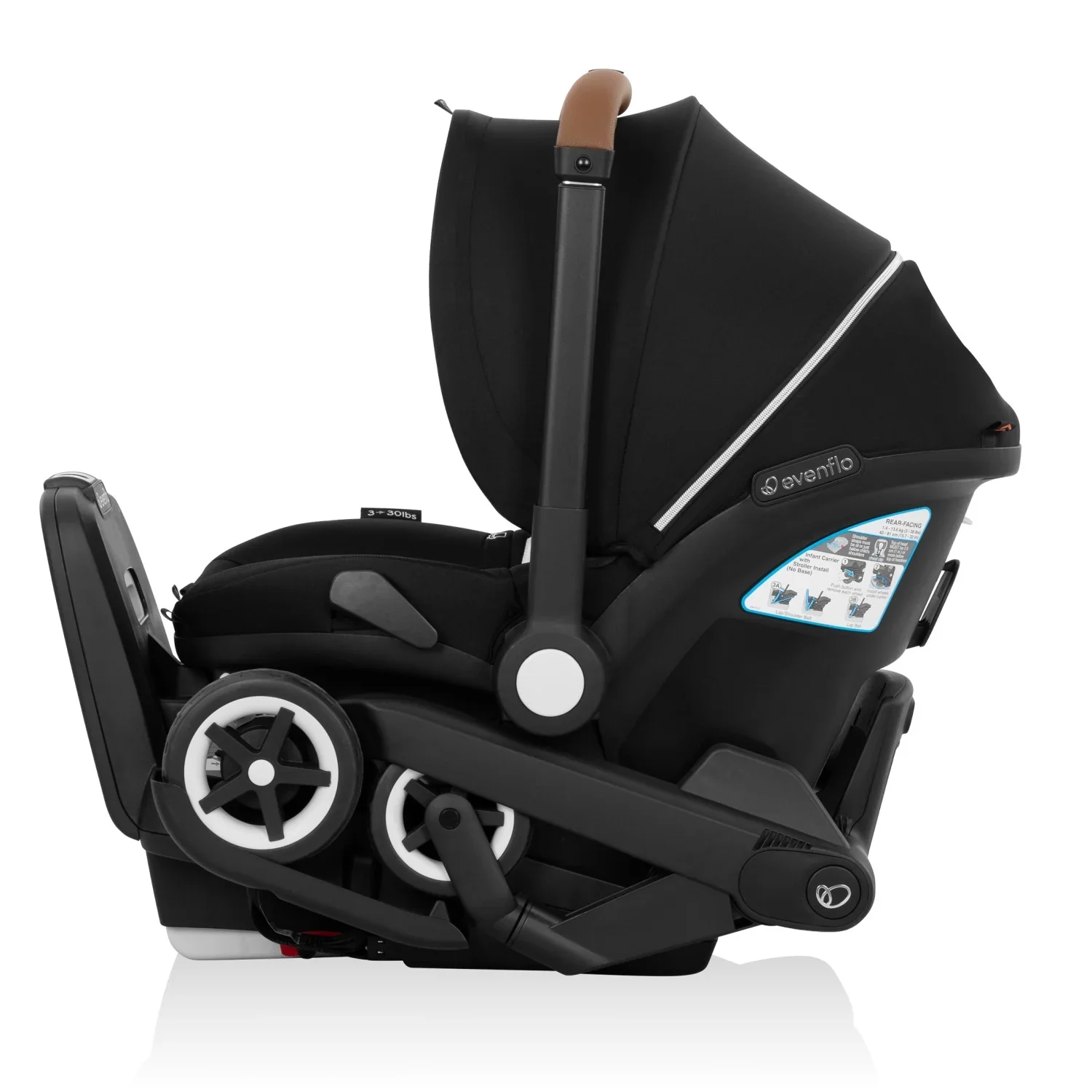 Evenflo Gold Shyft Dual Ride Infant Car Seat Stroller Combo, Onyx, 2025, with Carryall Storage and Extended Canopy - Image 5