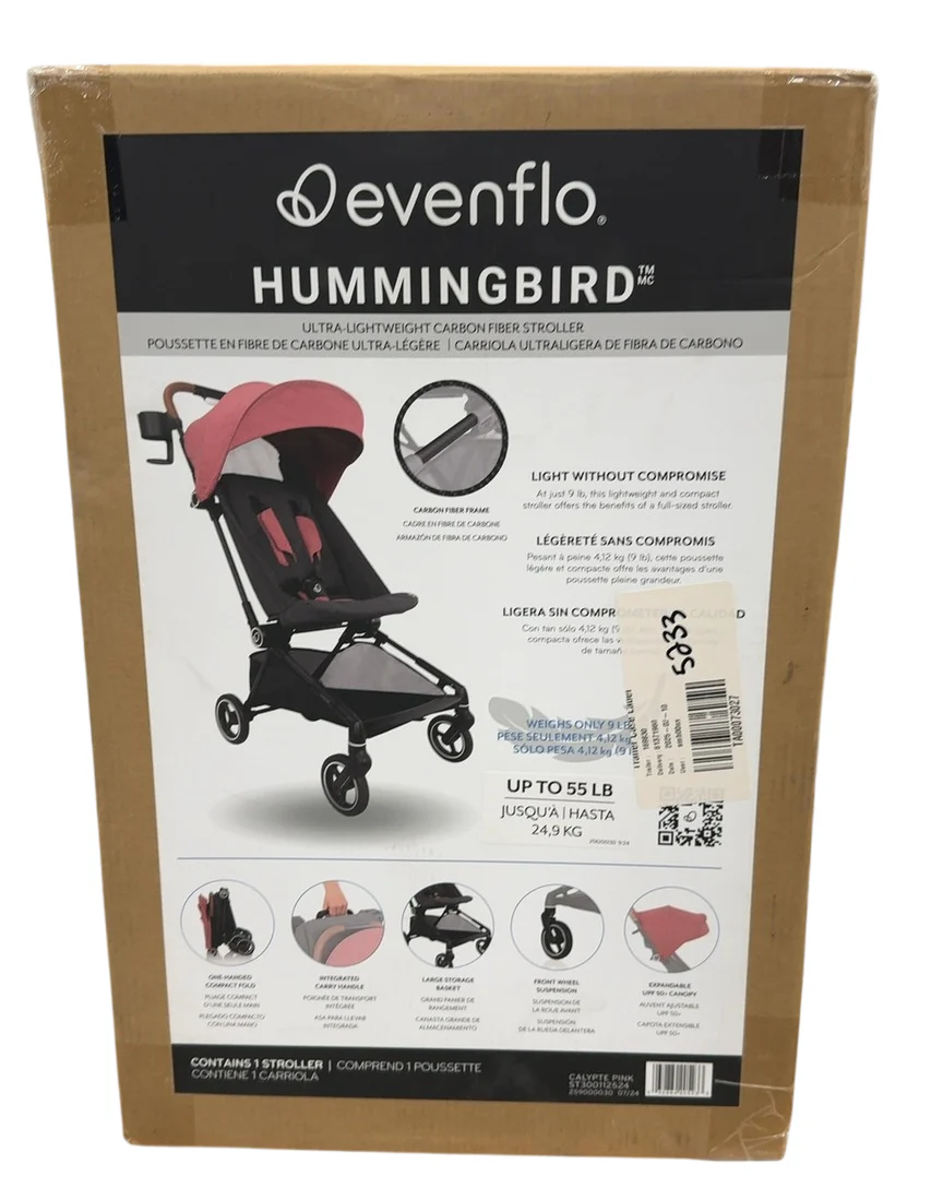 Evenflo Hummingbird Ultra-Lightweight Carbon Fiber Stroller, 2024, Calypte Pink - Image 5