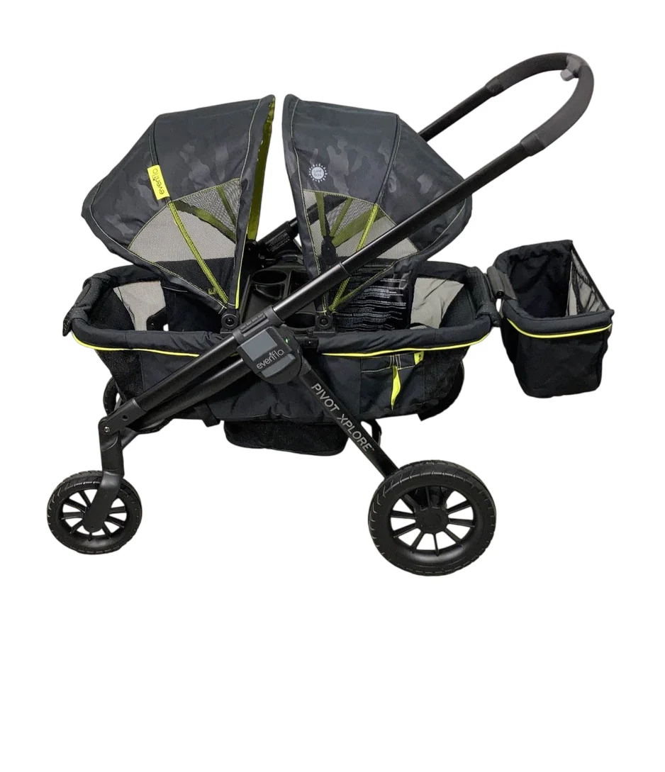 Evenflo Pivot Xplore All-Terrain Double Stroller Wagon, 2023, Wayfarer Black