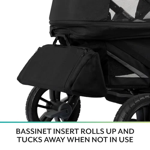 Evenflo Pivot Xplore Dreamz All-Terrain Stroller Wagon with Bassinet Insert, 2024, Jetsetter Black - Image 5