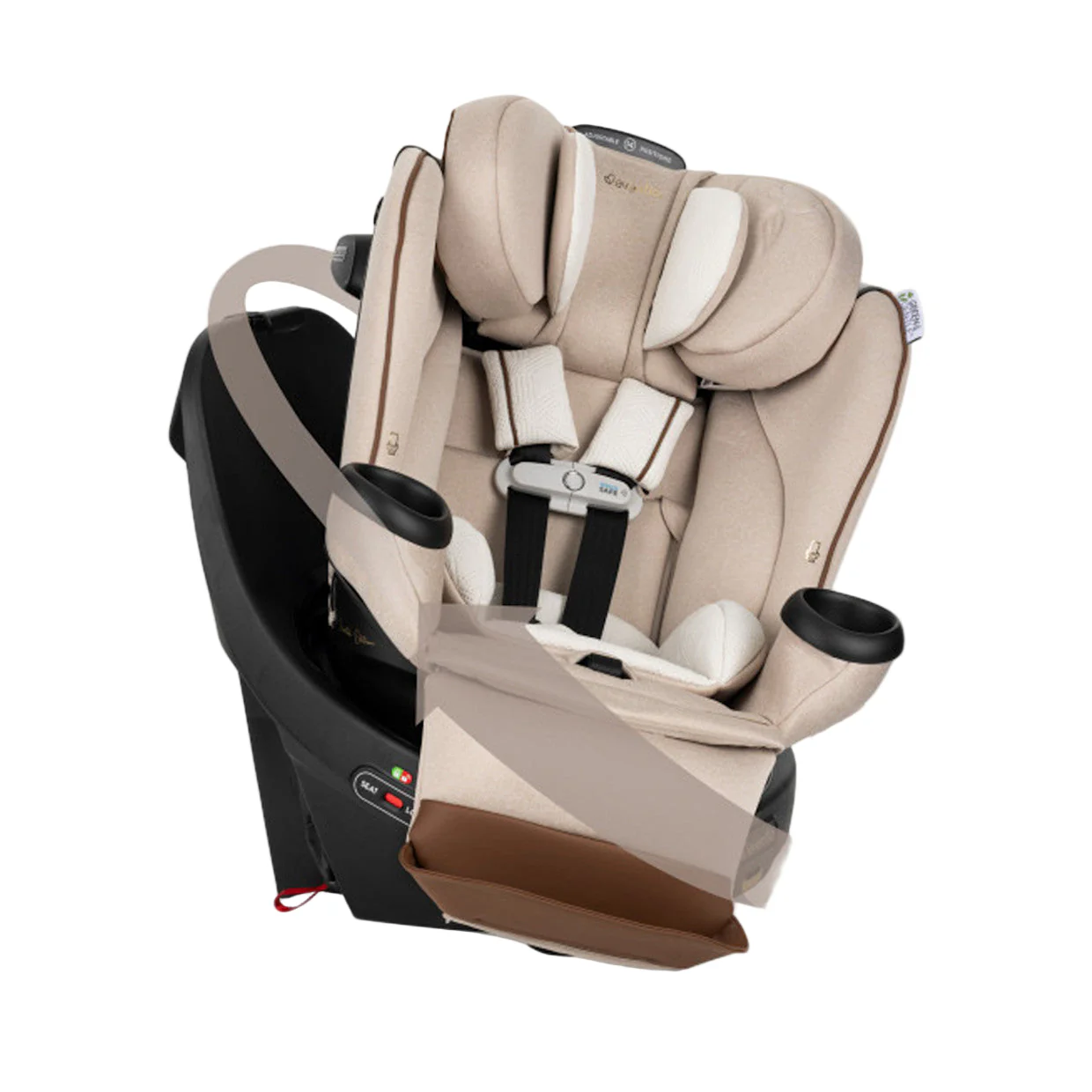 Evenflo Revolve 360 Extend All-in-One Rotating Car Seat with Green & Gentle Fabric, 2025, Champagne - Image 2