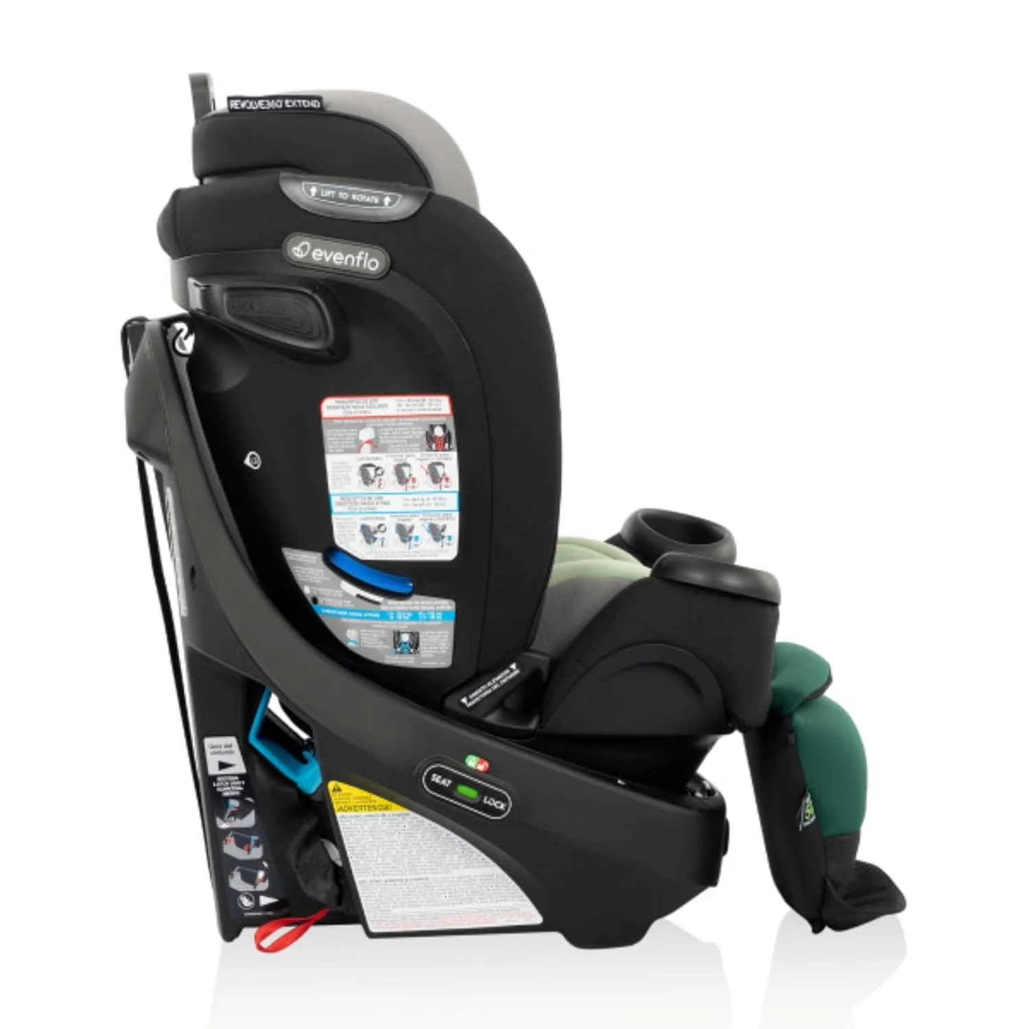 Evenflo Revolve 360 Extend All-in-One Rotating Car Seat with Green & Gentle Fabric, Emerald, 2025 - Image 2