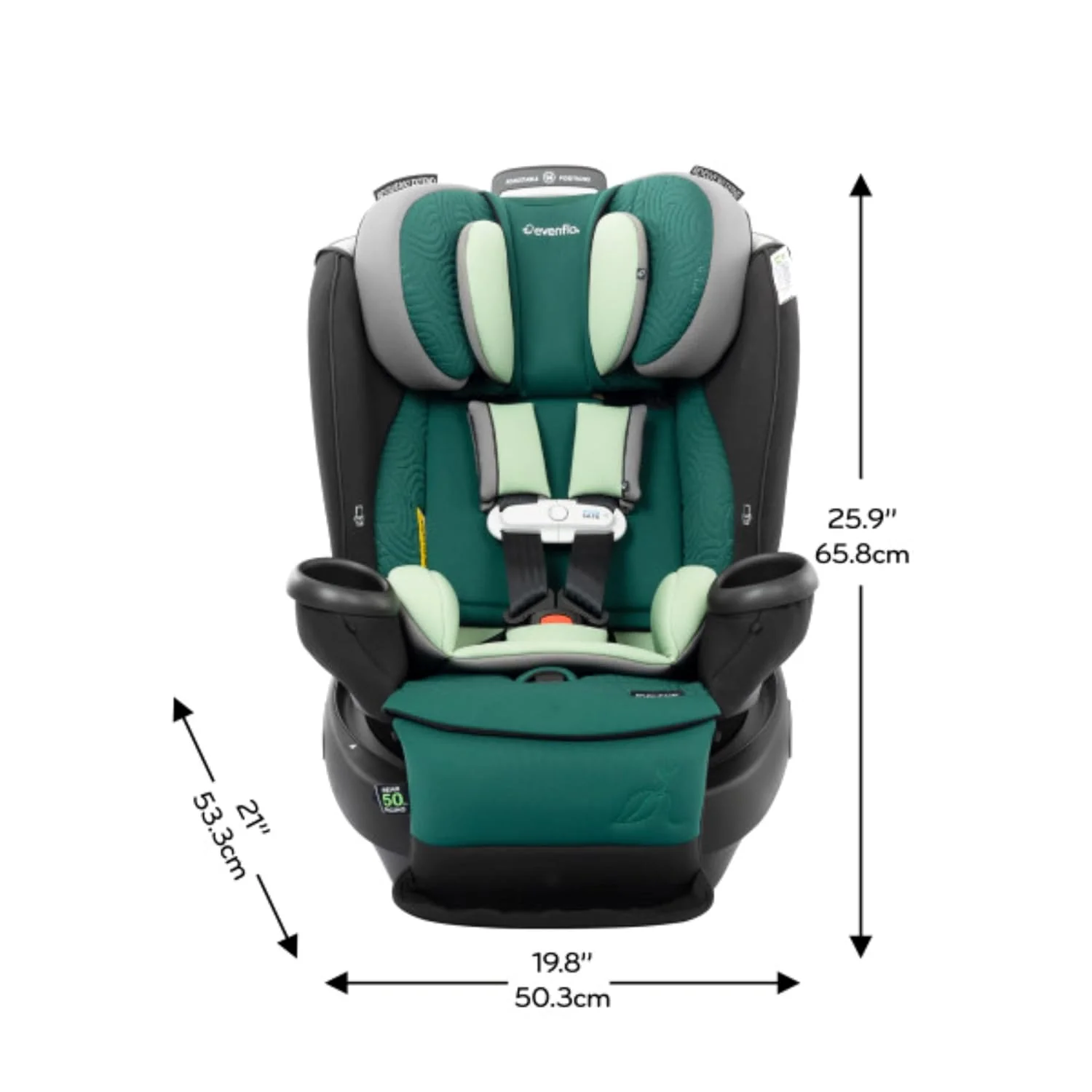 Evenflo Revolve 360 Extend All-in-One Rotating Car Seat with Green & Gentle Fabric, Emerald, 2025 - Image 7