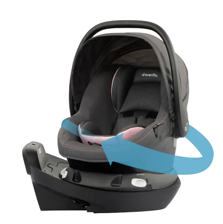 Evenflo Revolve180 LiteMax NXT Rotating Infant Car Seat with SensorSafe and Green & Gentle, 2024, Primrose Pink